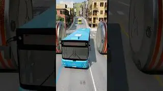 Mix Buses and Old Dump Truck vs Giant Bollards - BeamNG.Drive #bus