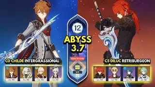 C0 Childe Intergrassional & C5 Diluc Retriburgeon | Spiral Abyss 3.7 Floor 12 9 Stars Genshin Impact