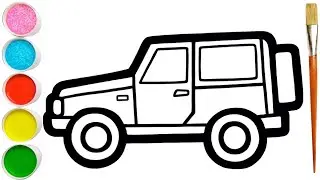 Drawing & Coloring of a Jeep for Kids & Toddlers
