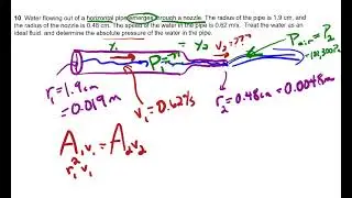 Henstitute Help - AP Physics 1 Honors - Fluid Dynamics - Horizontal Hose with Nozzle