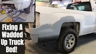 Fixing A Wadded Up Truck Bed! #autobody #collision #automotive #truckrepair #Silverado #chevytrucks
