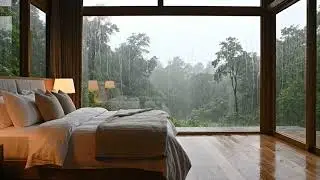 Escape the City to a Rainy Forest 🌲 Deep Sleep Rain Sounds in a Luxury Modern Cabin