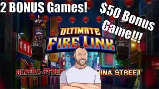Ultimate Fire Link - Olvera Street.  $50 BONUS ROUND!!  JACKPOT HANDPAY!
