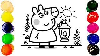 Peppa Pig with a Flashlight, Coloring for Kids and Toddlers