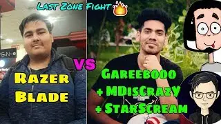 Razer blade vs Gareebooo + MDisCrazY + StarScream Fight in last Zone; |Emulator| #Pubgmobile
