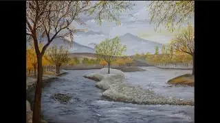 Peindre un paysage hivernal avec une rivière | Acrylique / Pas à Pas
