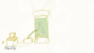 Animation: a boy floats in water 