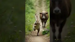 A Cute Race Tale: The Rabbit and the Cow 🐇🐄 #rabbit #cow #cuteanimals