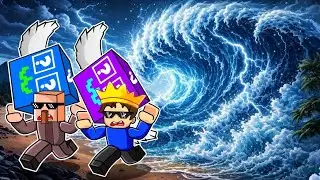 I STOLE Minecraft Lucky Blocks from a GIANT Tsunami! (Roblox)