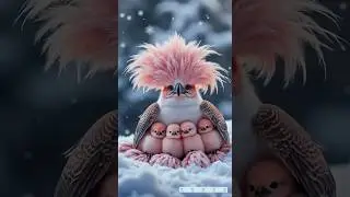 Cute Bird and Baby Birds in Cold Weather #birds #cute #baby #nature #ai #shorts #birdmom