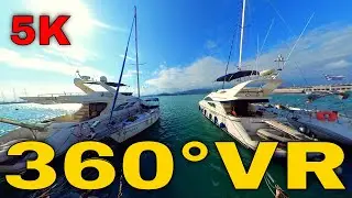 360&deg; VR Volos Port Greece Walking Tour Travel Vlog Visit Yachts Harbour 5K 3D Virtual Reality HD 4K