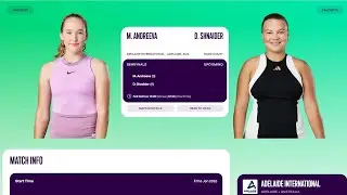 Mirra Andreeva Vs Diana Shnaider 🎾LIVE TENNIS WTA Adelaide Australia 2026 Semifinals