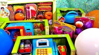Toy Kitchen Reveal! Toy Food, Toy Microwave, Toy Mixer, Play Doh,