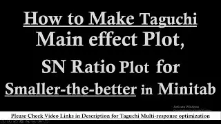 How to Generate Taguchi Signal-to-Noise Ratio (Smaller the Better) in Minitab | Taguchi Optimization