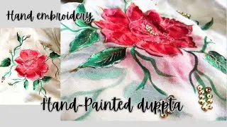 Hand-painted organza dupatta.#shorts #art #DIY dupatta ideas