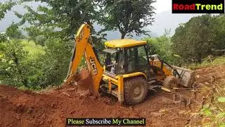 JCB 3DX BACKHOE WORKING AMAZING IN HiLL SIDE PUSHING MUD.