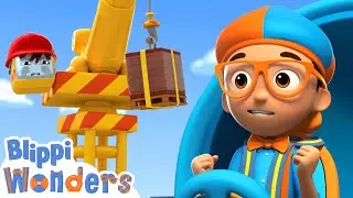 Blippi Wonders - Cranes at the Construction Site! | Blippi Animated Series | Cartoons For Kids
