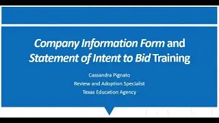 Company Information form and Statement of Intent to Bid Training