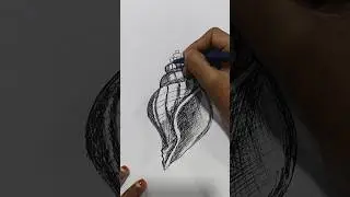 How to doodle shankh using sketchpen #sangu #snail #shell #cute #doodle #drawing #art #pencildrawing