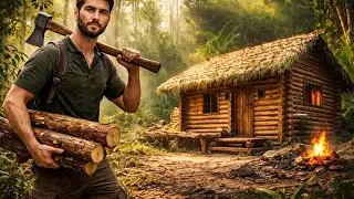 25-Year-Old Man Builds a Wooden House Alone in the Jungle | Survival Life