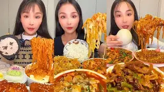Insane Chinese Takeout Mukbang | Spicy Noodles, Rice Rolls & Crunchy Chicken ASMR #351