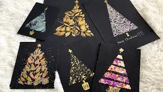 EASY Christmas Tree Card Doodle On Black Paper For BEGINNERS!!