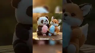 Panda & Fox Eating Cotton Candy ASMR
