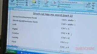 SHORT CUT KEY OF MS WORD (PART 2)