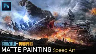 GODZILLA Vs KONG | Concept Art Design | Matte Painting | Photoshop Time Lapse (Speed Art)