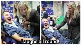 Duchess of Edinburgh laughs with Brian Randal at Parity for Disability