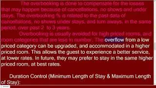 Room Inventory control? Duration Control for Revenue Management? Minimum Length of Stay