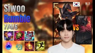 Siwoo Top Rumble vs Aatrox lol KR solo rank Full Game 16.2 | 시우 럼블 vs 아트록스