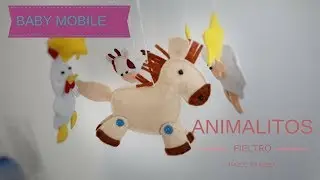 Animales en fieltro - DIY felt animals horse - móvil para bebé - decoracion habitación bebé