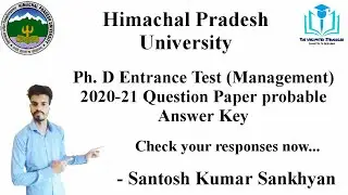 HPU Ph D Entrance Test management 2020-21 Question Paper probable Answer Key |Ph D| HPU | Management