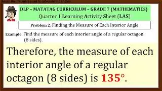 Math 7 Video-Based DLP LAS 7 👉 Solving Problems Involving Angles and Sides of Regular Polygons