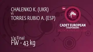 1/4 FW - 43 kg: A. TORRES RUBIO (ESP) df. K. CHALENKO (UKR), 5-0