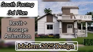 South Facing House Plan With 3D | 3D Modern Elevation Design | Enscape Animation #housedesign #revit