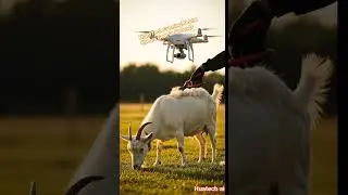High-Tech Farming! Drone Shears Goat in Seconds#DroneBarber #GoatShearing#virel  #DroneTechnology
