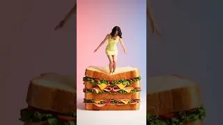 Girl resting on giant burger & sandwich bed 🍔🥪 | ASMR food fantasy #satisfyingasmr #shortsfeed