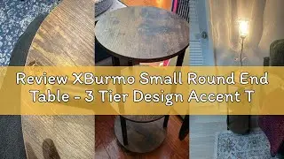 Review XBurmo Small Round End Table - 3 Tier Design Accent Table, Narrow Side or Bedside Stand, Indu