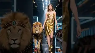 Fierce Fashion Runway 💥 Stunning Model Walks with Giant Lion 🦁