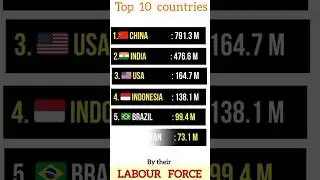 Top 10 Countries by their labour force. 🔥labour force having countries. #india #china #viralshorts