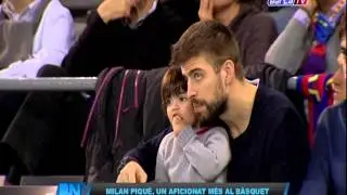 Gerard Piqué y Milan Piqué en el @FCBbasket - Galatasaray