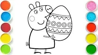 Peppa pig with egg drawing for kids, let's draw, painting and Coloring drawing for kids and toddlers