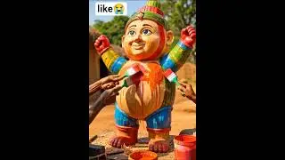Watch the village elders bring Matu Patlu to life! 🤩🪵 , colorful statue revealed! #AIArt #MatuPatlu