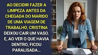 Ao arrumar a casa antes do retorno do marido de uma viagem, ela  deixou cair um vaso sem querer…