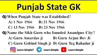 Punjab State GK || Learn Simple (English)