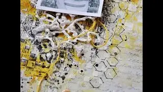 Желто-черные акцентыю Мастер-класс Евгении Ковтун/ Black and Yellow Mixed Media Accents