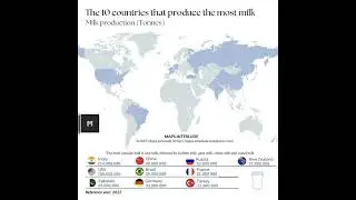 Top 10 Countries that produce the most milk! #map #countries #milk #top10 #youtubeshorts