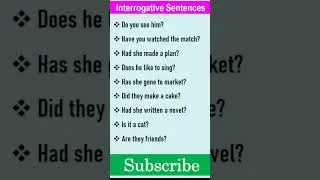 Interrogative Sentences Examples II Spoken English Sentences #verbalquestions #yesnoquestions #short